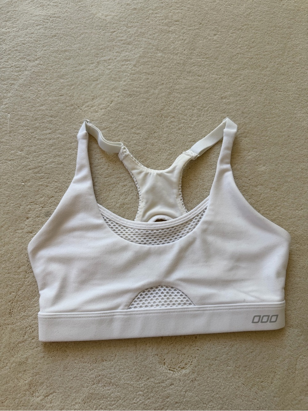 Lorna Jane White Racerback Sports Bra with Mesh Insets